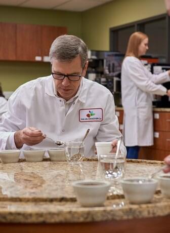 smucker research and development employees cupping coffee